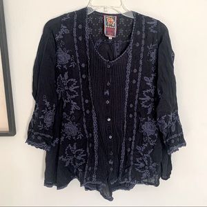 Johnny was embroidered and eyelet blouse